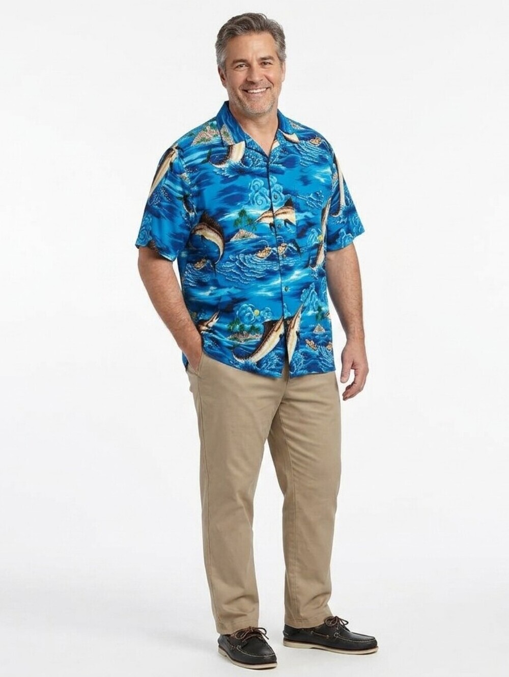Banana Split Hawaiian blue fish shirt XL